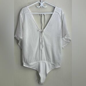 Abercrombie & Fitch White Textured Blouse